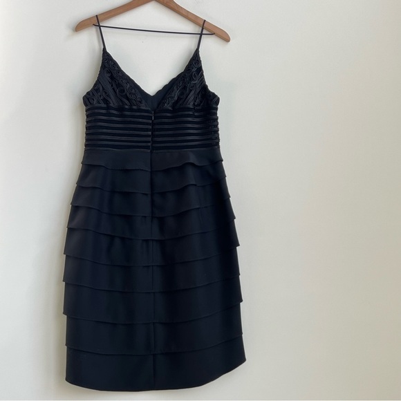 New Vintage Cache Y2K Asymmetric Ruffle Chiffon Ruched Illusion Dress 12 Ribbon - Picture 14 of 16